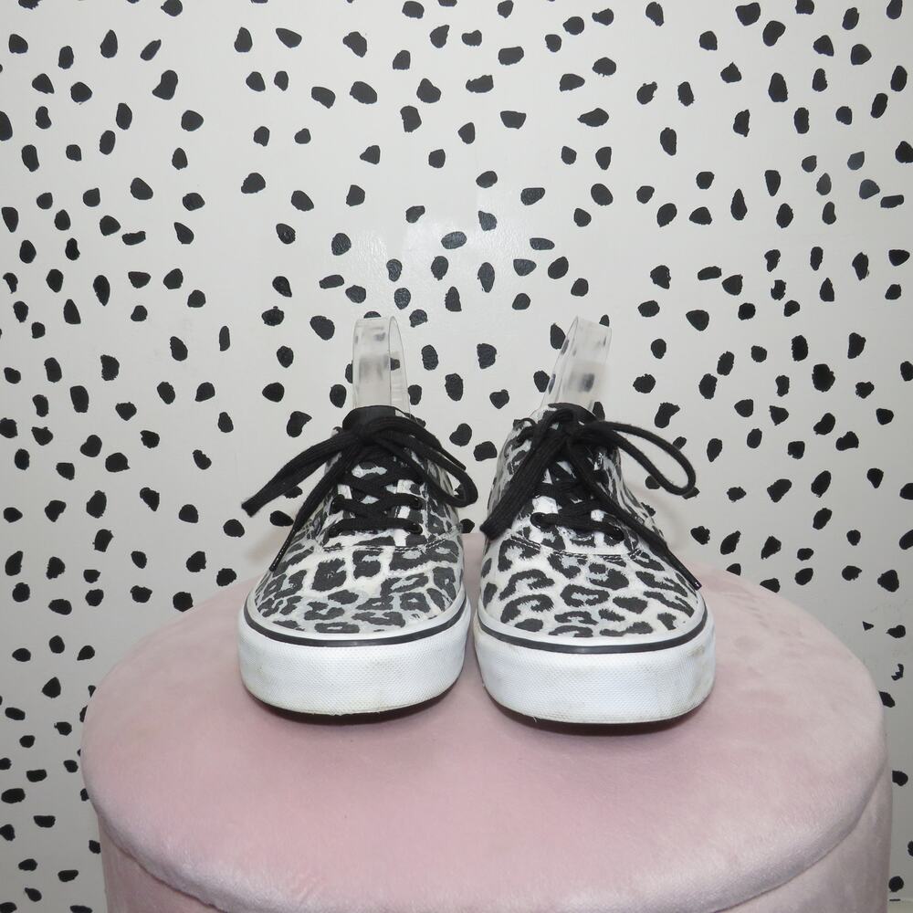 Vans White Snow Leopard Print Low Top Sneakers - Picture 3 of 8